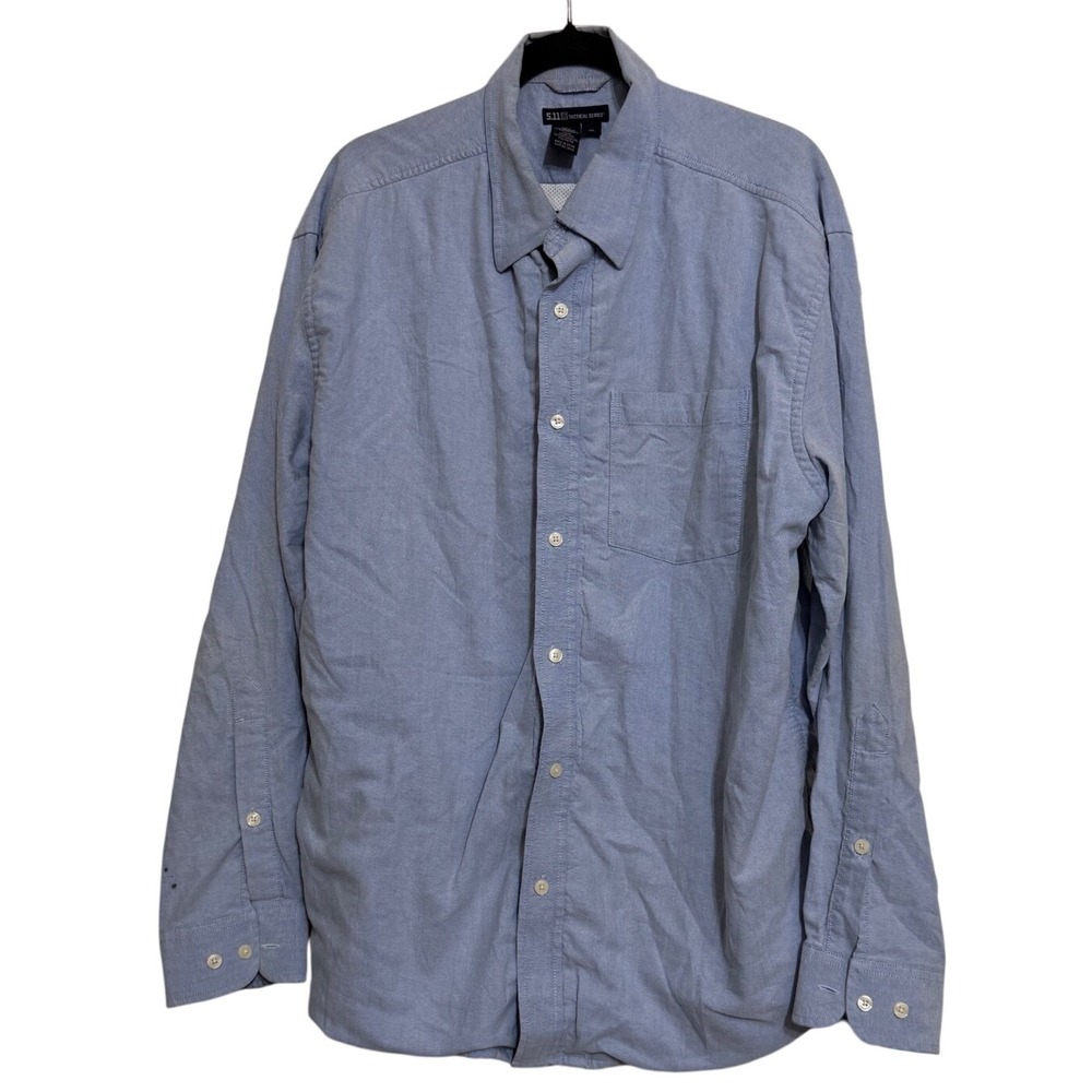 5.11 Tactical Series Mens XL Blue Long Sleeve Mesh Lined Snap Front Oxford Shirt - Picture 1 of 6
